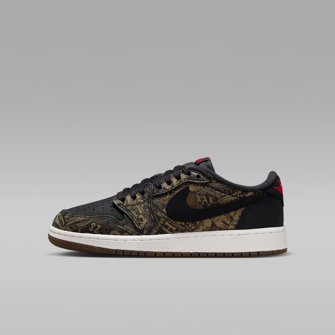 Air Jordan 1 Retro Low OG "Phantom and Pine Green" Big Kids' Shoes
