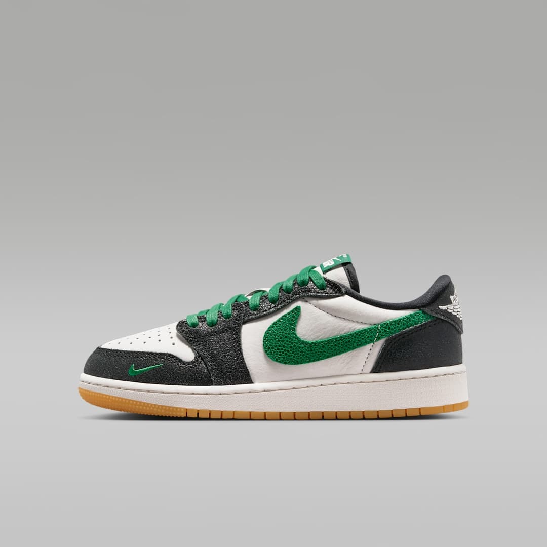 Air Jordan 1 Retro Low OG "Phantom and Pine Green" Big Kids' Shoes